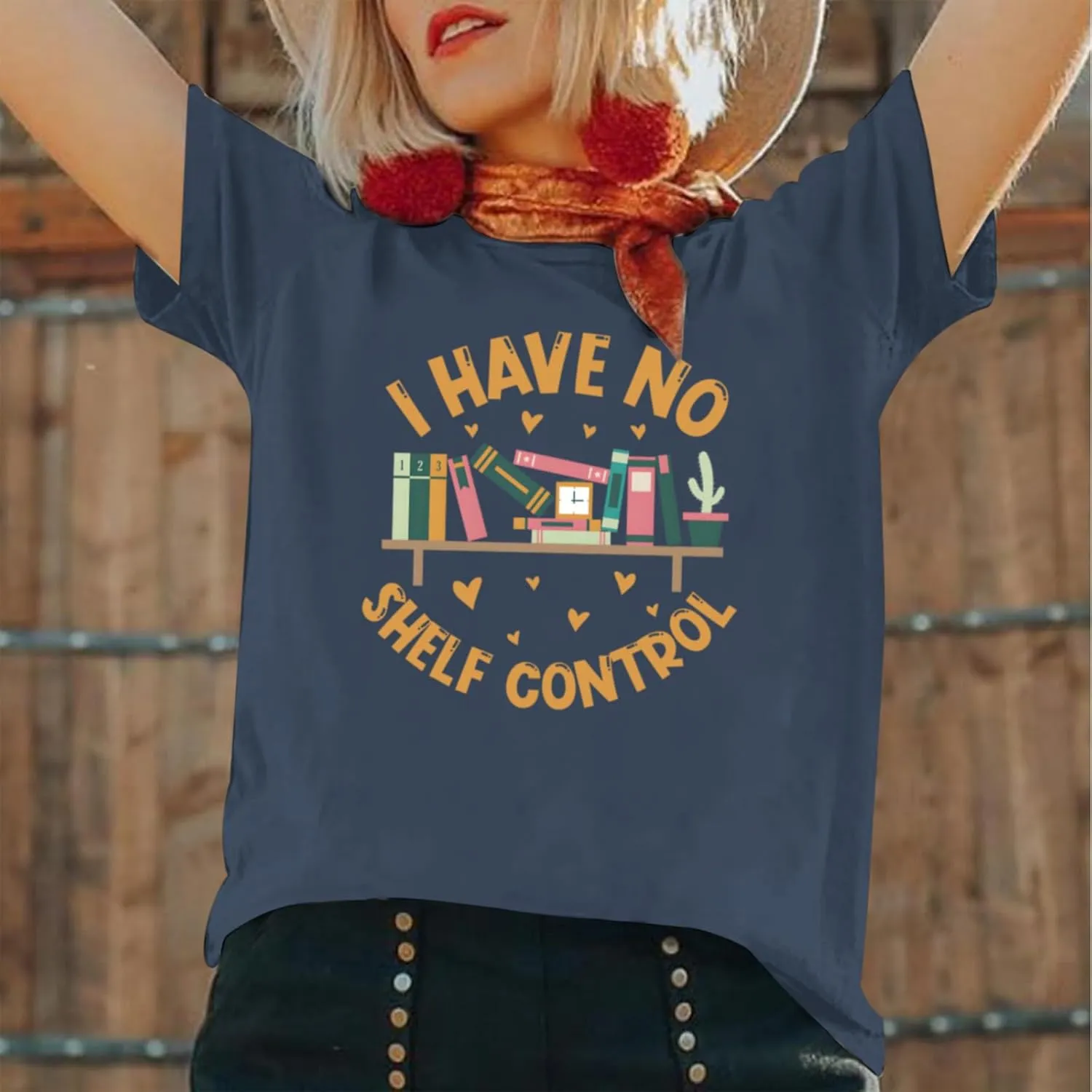 Reading Book Shirts for Women I Have No Shelf Control Graphic Tees Book Lover Bookish Gifts Teacher Tshirts Tops