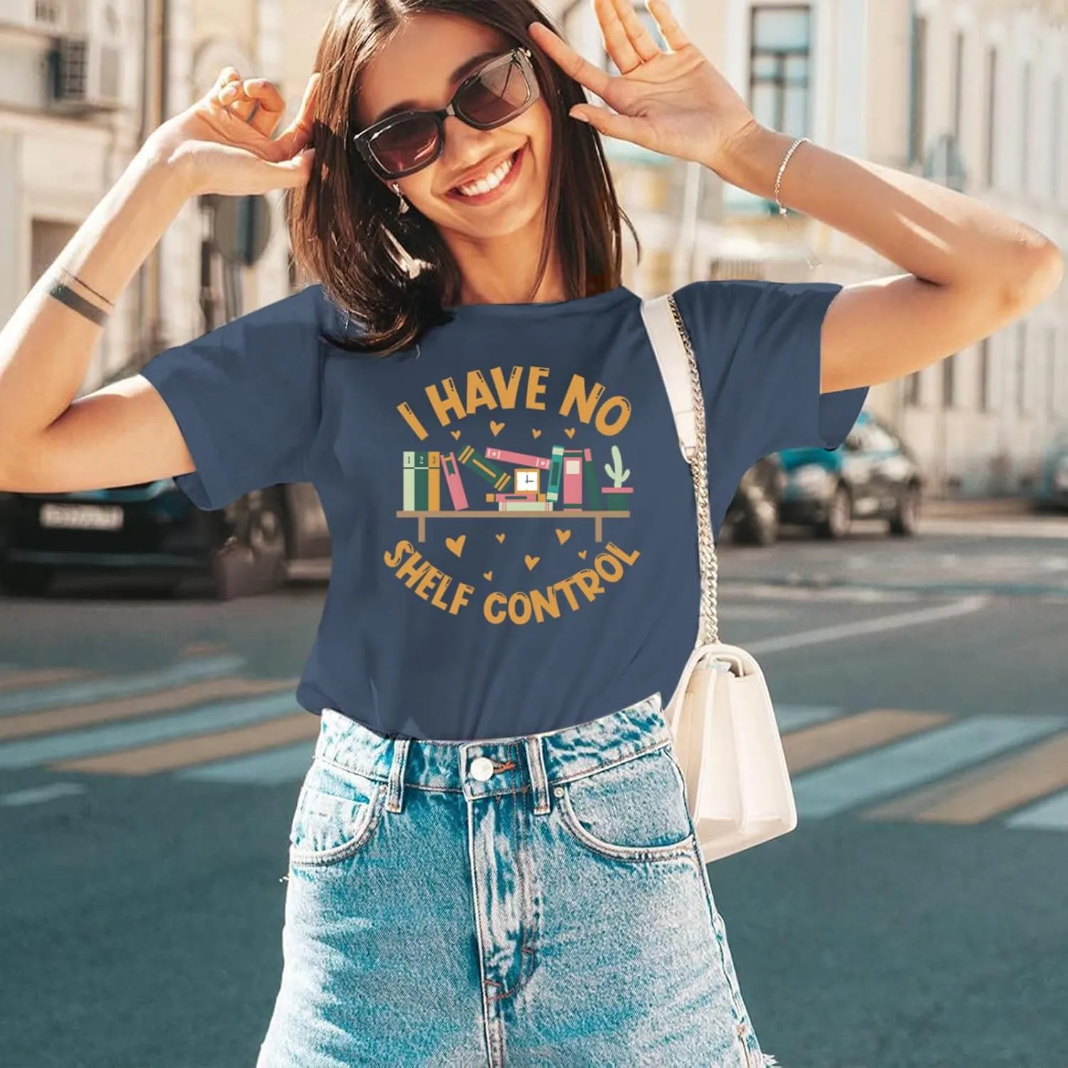 Reading Book Shirts for Women I Have No Shelf Control Graphic Tees Book Lover Bookish Gifts Teacher Tshirts Tops