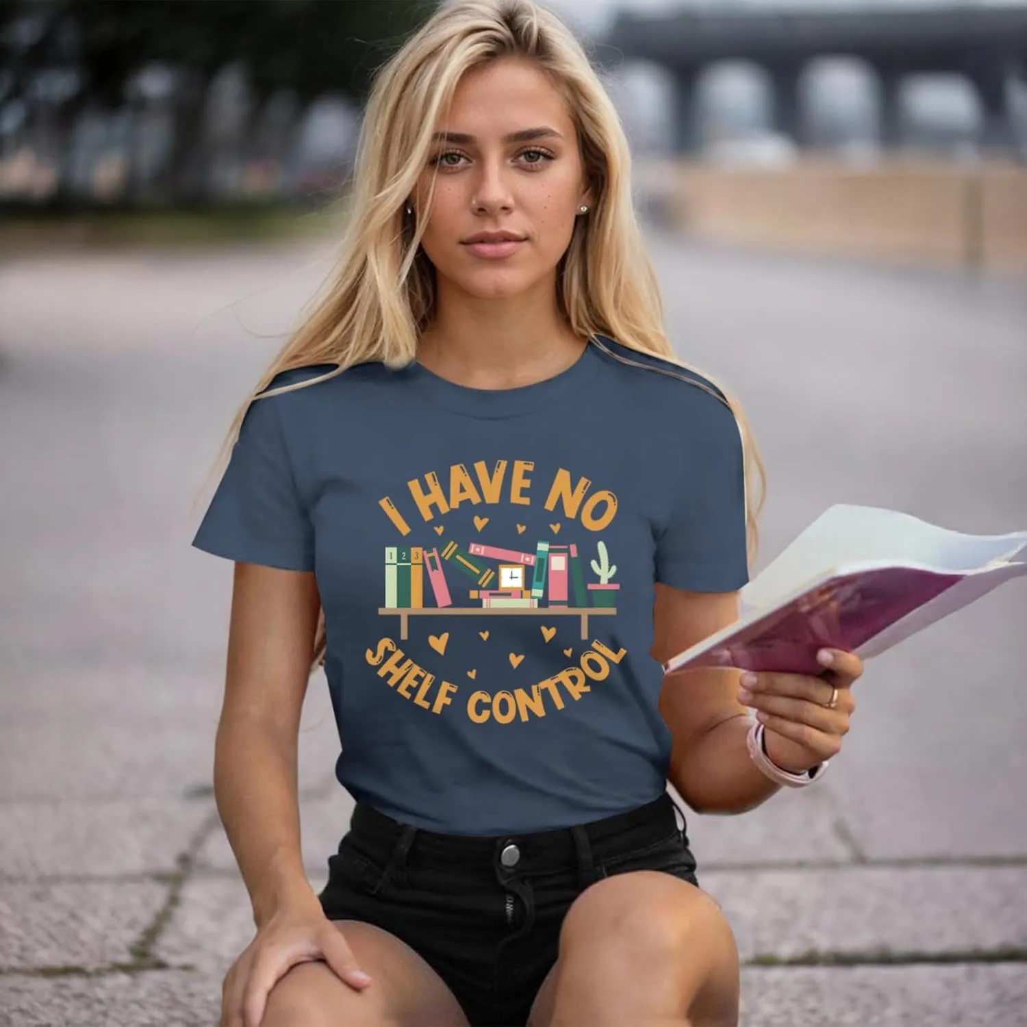 Reading Book Shirts for Women I Have No Shelf Control Graphic Tees Book Lover Bookish Gifts Teacher Tshirts Tops