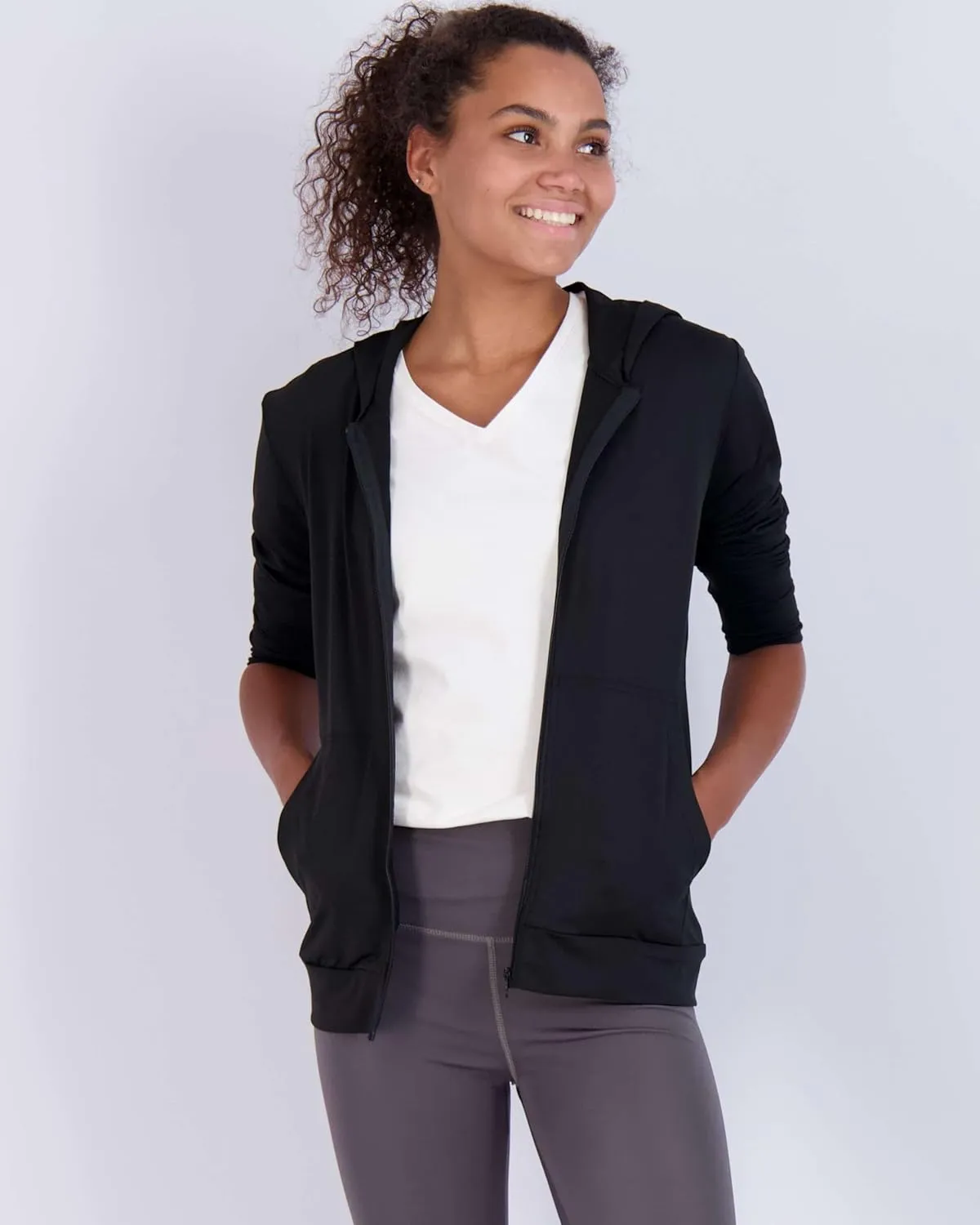 Real Essentials 3 Pack: Womens Dry-Fit Long Sleeve Quarter Zip & Full Zip Up Hoodie Workout Jacket (Available in Plus)