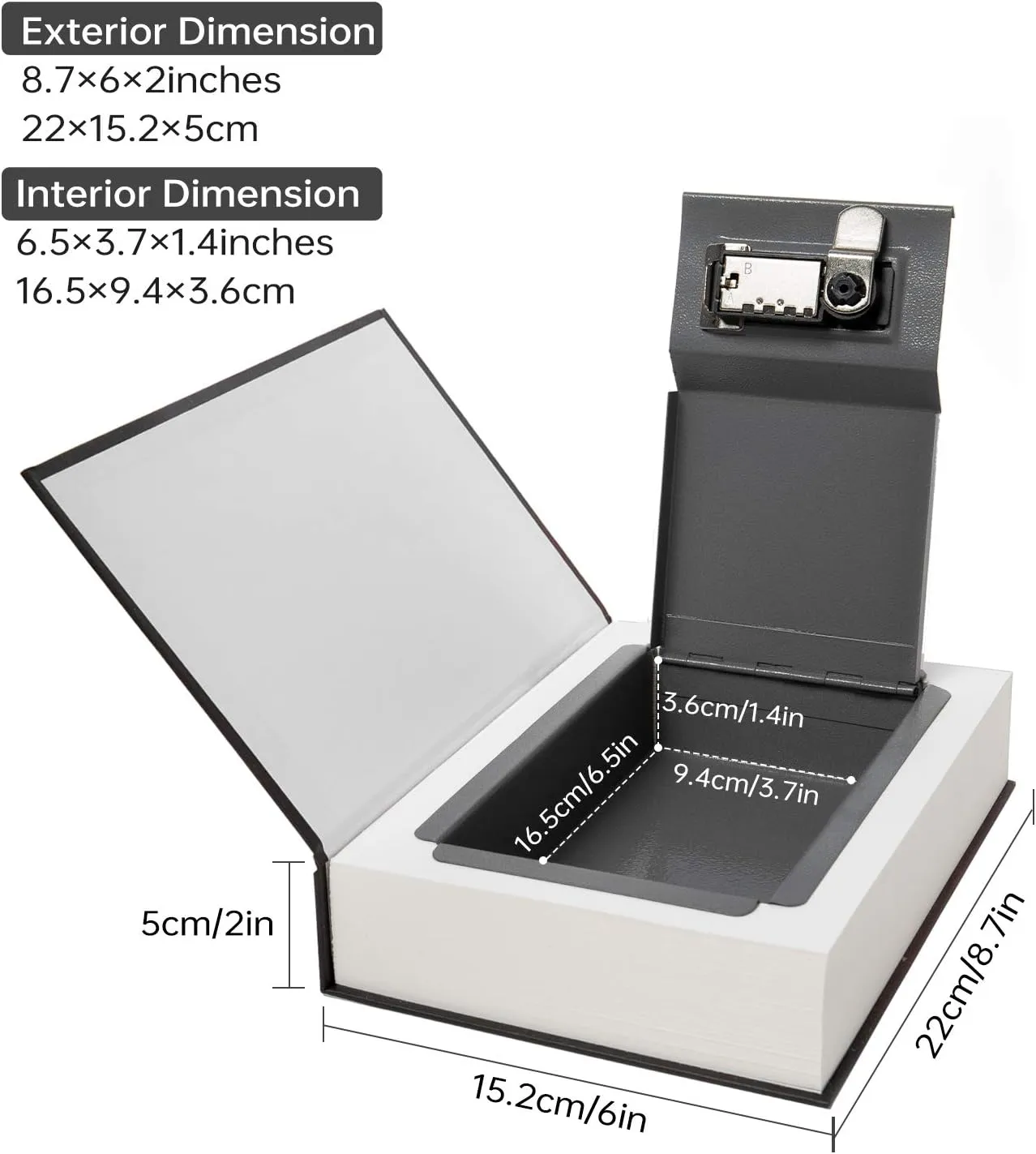Real Paper Transfer Book Safe, Hollow with Secret Hidden Compartment, Combination Lock, 8.7"×6"×2" (Les Miserables-Combination)
