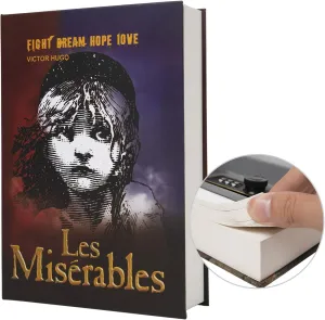 Real Paper Transfer Book Safe, Hollow with Secret Hidden Compartment, Combination Lock, 8.7"×6"×2" (Les Miserables-Combination)