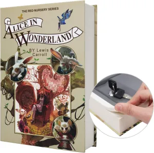 Real Paper Transfer Book Safe, Hollow with Secret Hidden Compartment, Key Lock, 8.7"×6"×2" (Alice-Key)