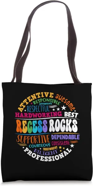 Recess Rocks Squad Teachers Students Monitor Back to School Tote Bag
