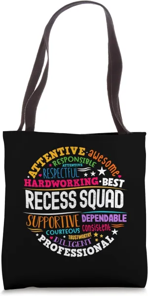 Recess Squad Crew Teachers Students Monitor Back to School Tote Bag