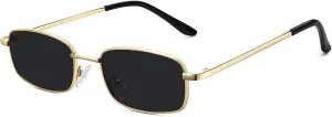 Rectangle Sunglasses for Women 90s Retro Small Narrow Square Frame UV400 Protection