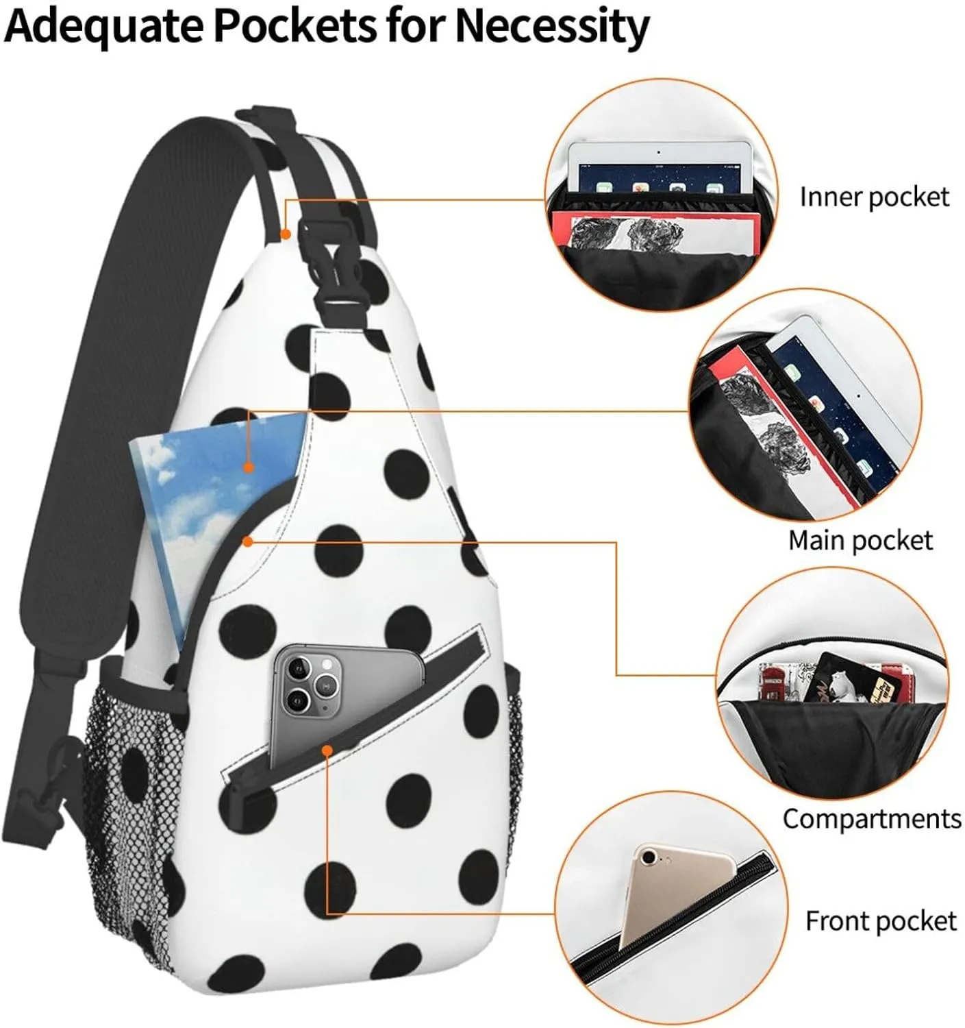 Red And Black Plaid Crossbody Sling Backpack Sling Bag Travel Hiking Chest Bag Daypack For Women Men