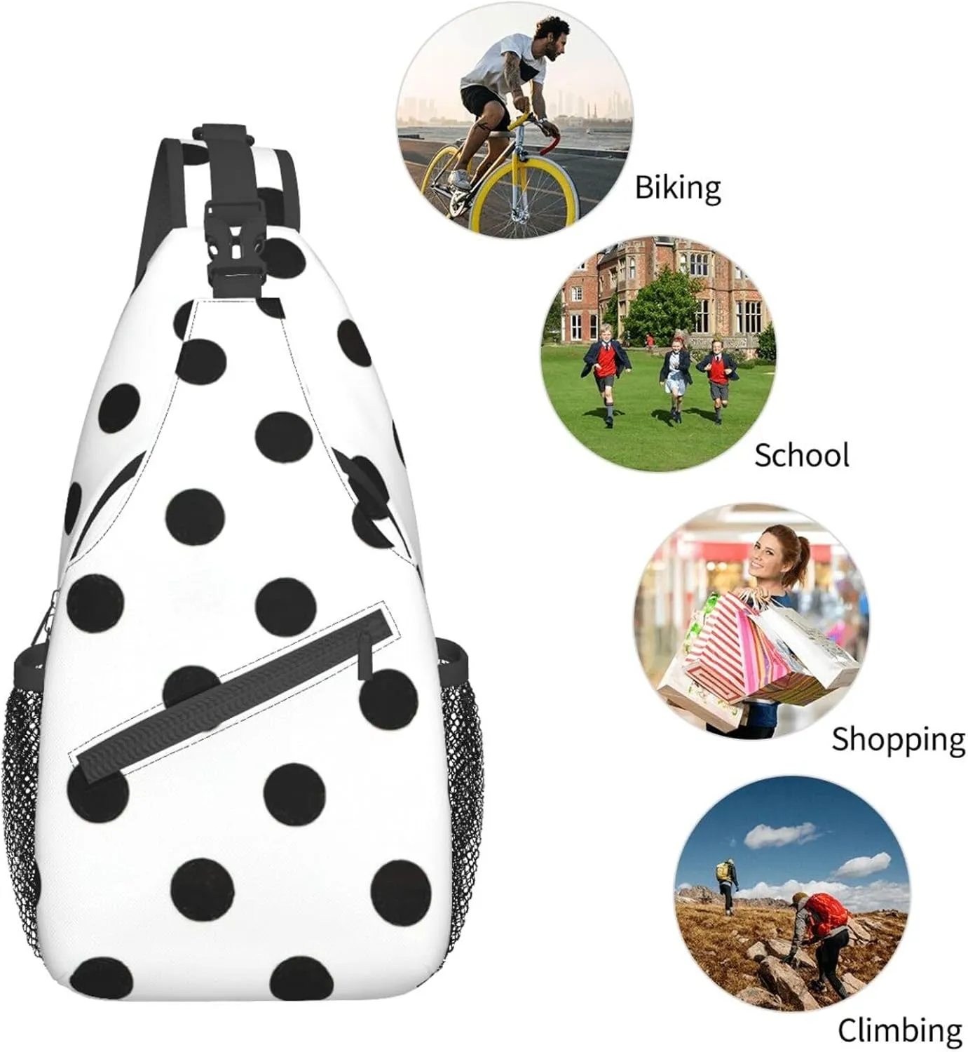 Red And Black Plaid Crossbody Sling Backpack Sling Bag Travel Hiking Chest Bag Daypack For Women Men