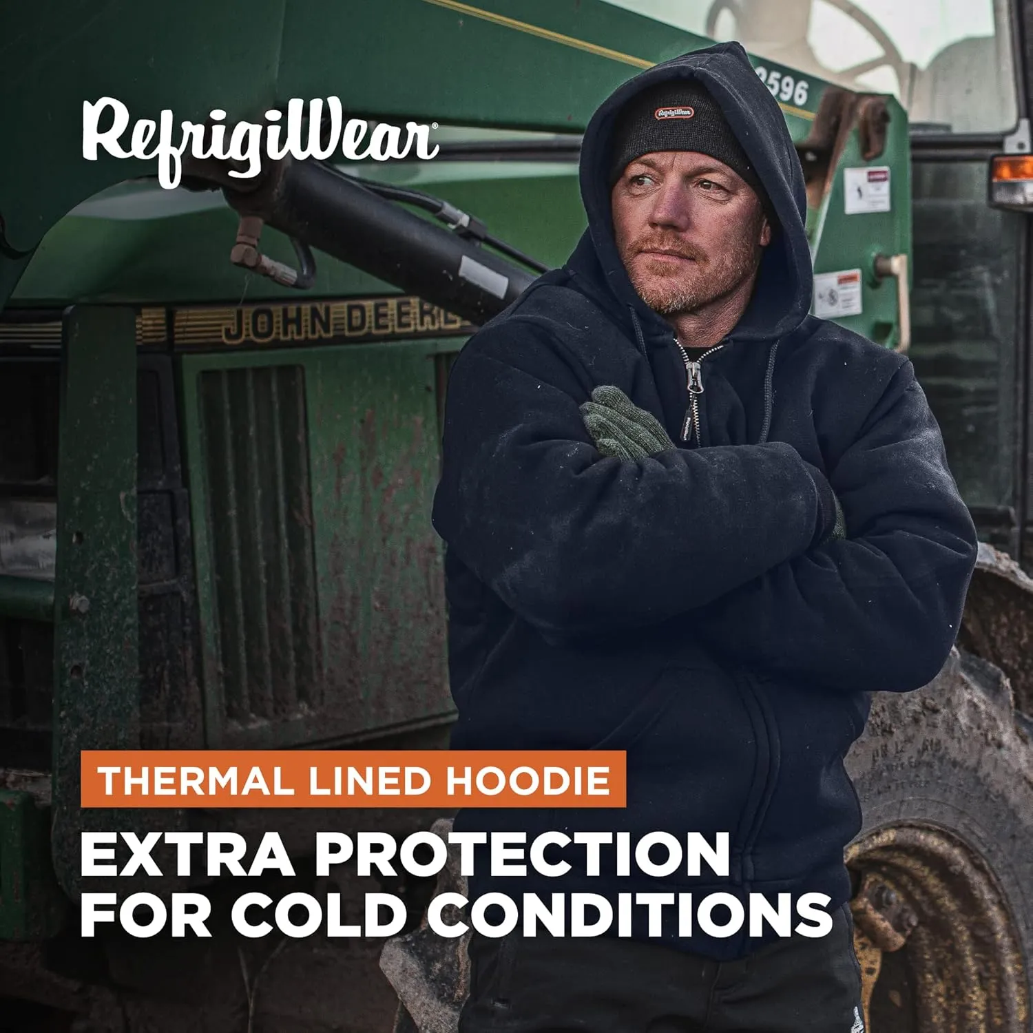 RefrigiWear Thermal Knit Lined Hoodie, Warm Fleece Hoodie
