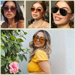 Retro Aviator Sunglasses for Women Men Oversized Classic 70s Vintage Trendy Aviators Sun Glasses