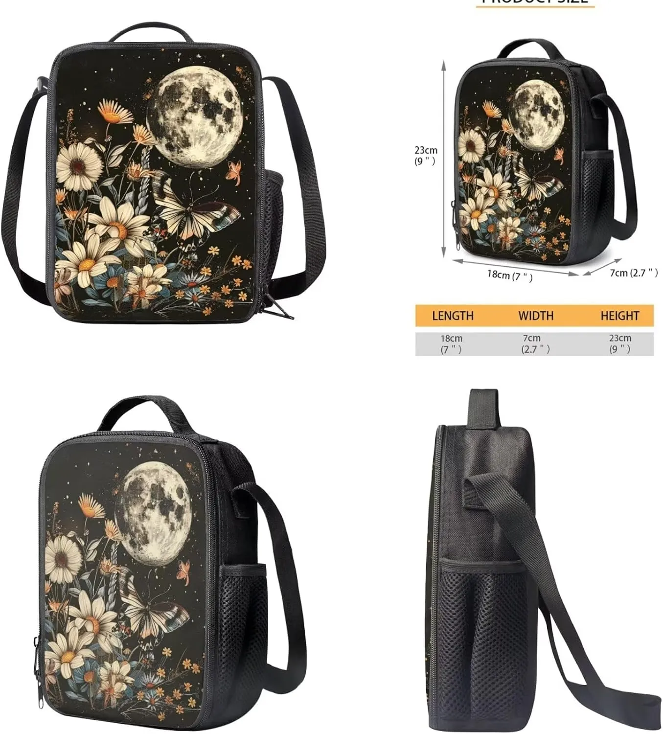 Retro Butterfly Backpacks for Kids Moon Aesthetic School Bag Set Large Capacity Daypack with Lunch Case and Pen Box Shoulder Bookl Bag Custom School Backpack for Primary Schools