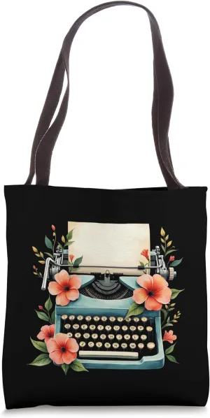 Retro Floral Typewriter, for a Journalist Writer Book Author Tote Bag