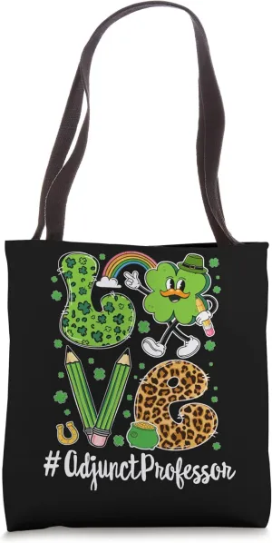 Retro Love Adjunct Professor St Patrick's Day Lucky Tote Bag
