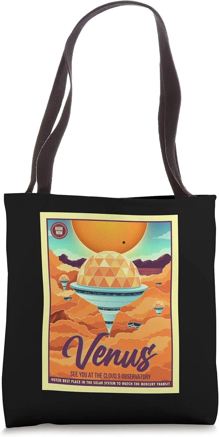 Retro Space Tourism Venus Observatory Mercury Transit Tote Bag