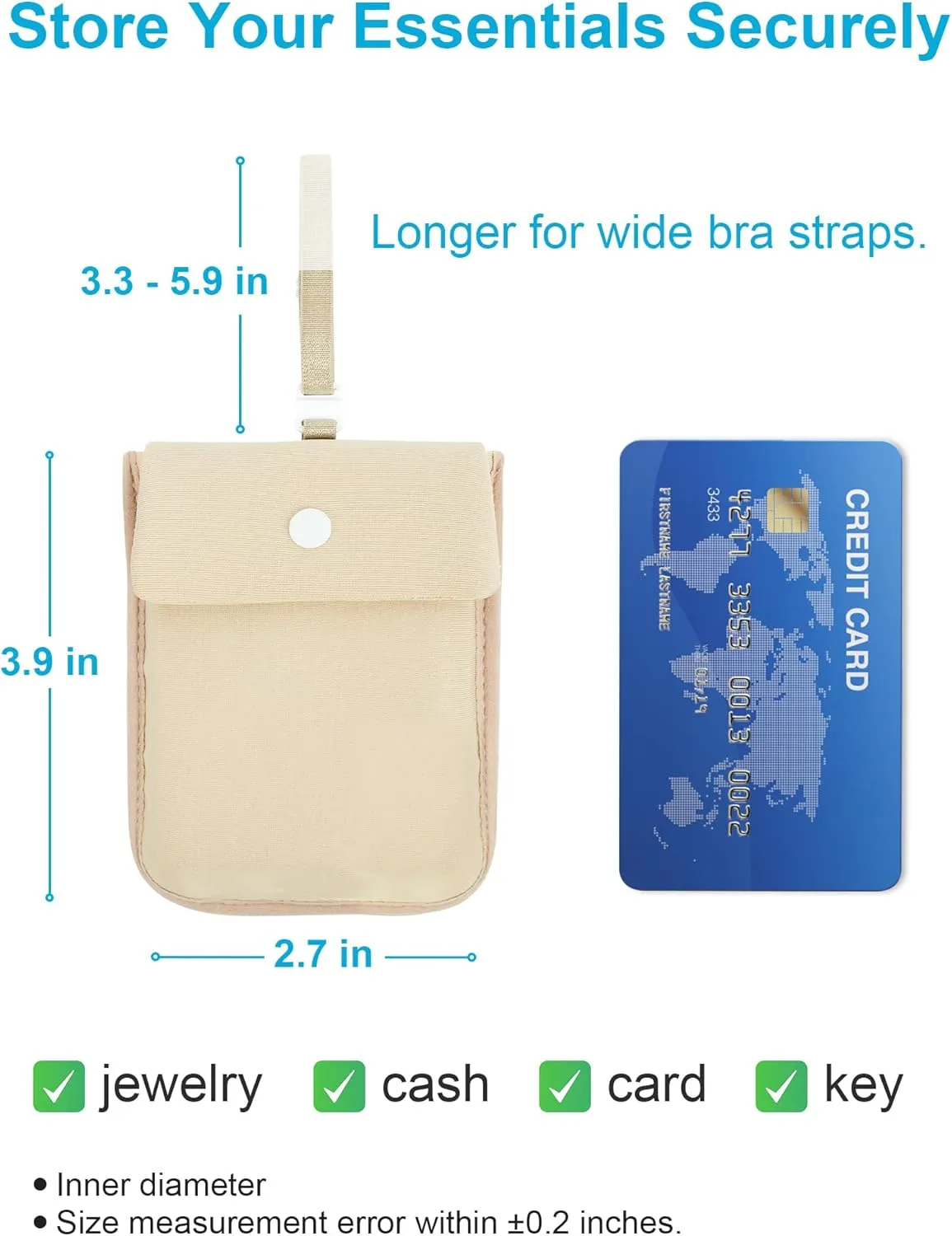 RFID-Blocking Travel Bra Wallet, Hidden Money Pouch with Adjustable Elastic Strap, Ideal Secret Pocket Protect Your Credit Cards Cash Valuables