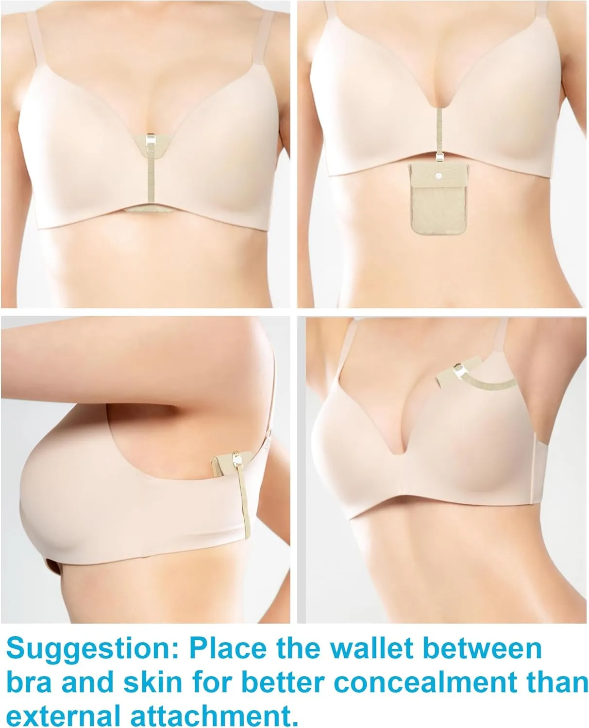 RFID-Blocking Travel Bra Wallet, Hidden Money Pouch with Adjustable Elastic Strap, Ideal Secret Pocket Protect Your Credit Cards Cash Valuables