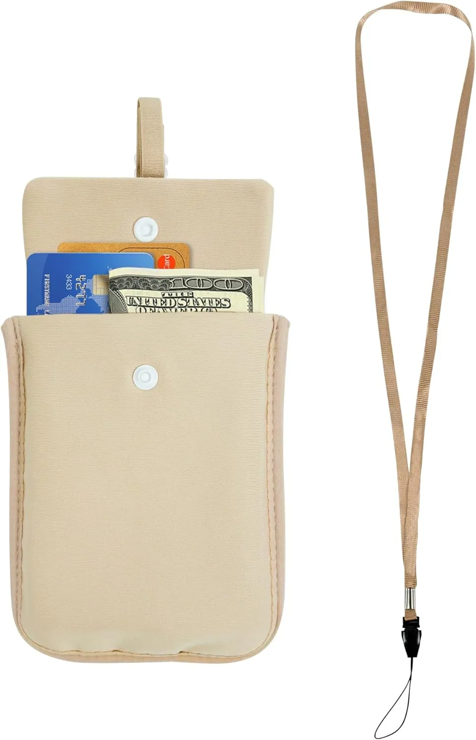 RFID-Blocking Travel Bra Wallet, Hidden Money Pouch with Adjustable Elastic Strap, Ideal Secret Pocket Protect Your Credit Cards Cash Valuables