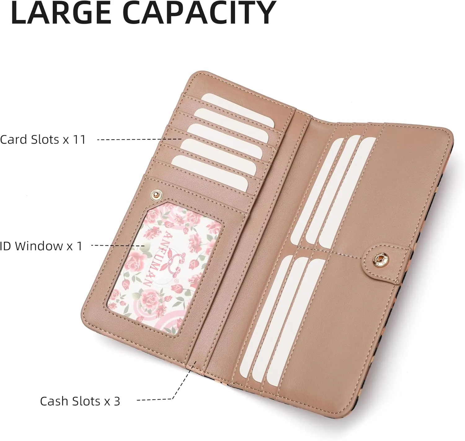 Rfid Slim Wallet for Womens Thin Card Holder Travel Wallet Bifold Clutch Long Ladies Billfold (mushroom)