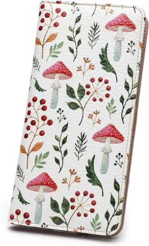 Rfid Slim Wallet for Womens Thin Card Holder Travel Wallet Bifold Clutch Long Ladies Billfold (mushroom)