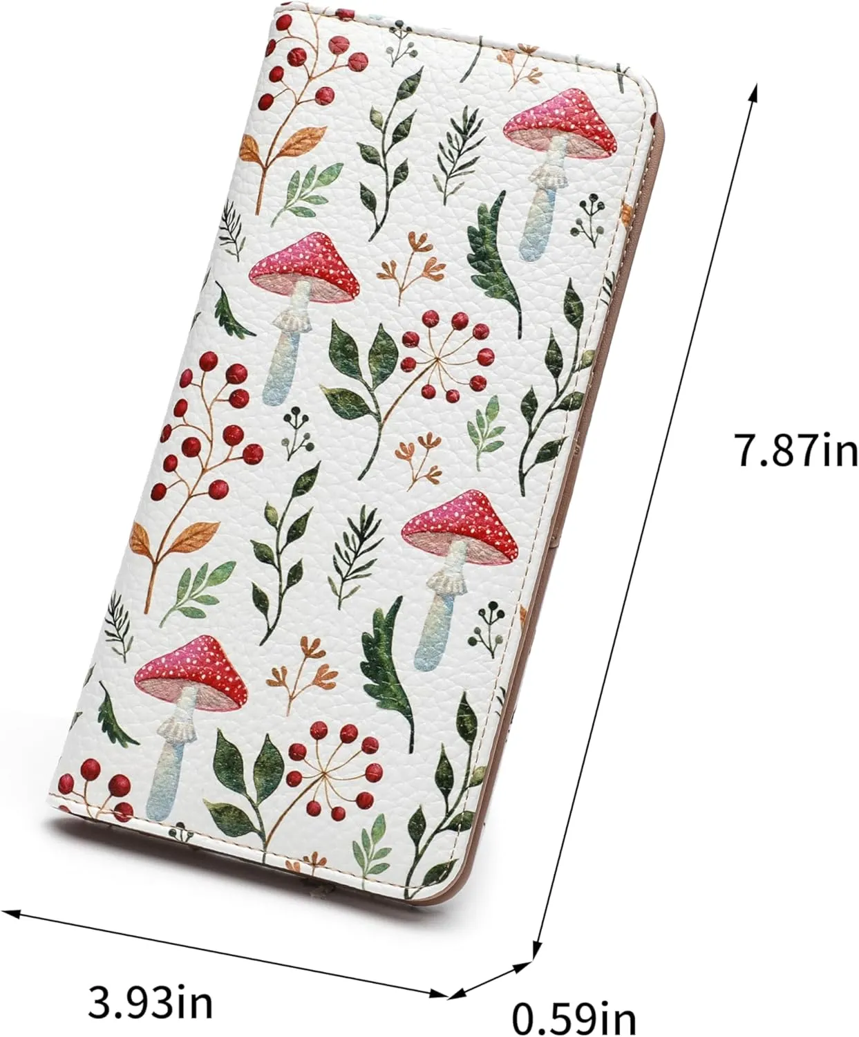 Rfid Slim Wallet for Womens Thin Card Holder Travel Wallet Bifold Clutch Long Ladies Billfold (mushroom)