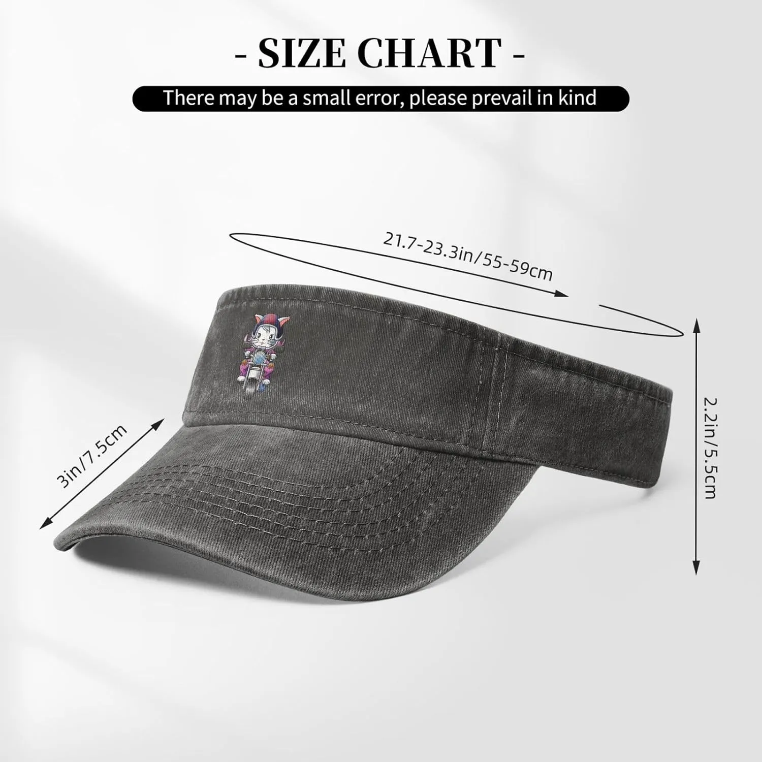 Rider Cat and Motorcycle Sun Visor Hat for Women Men Empty Top Baseball Cap Golf Cap