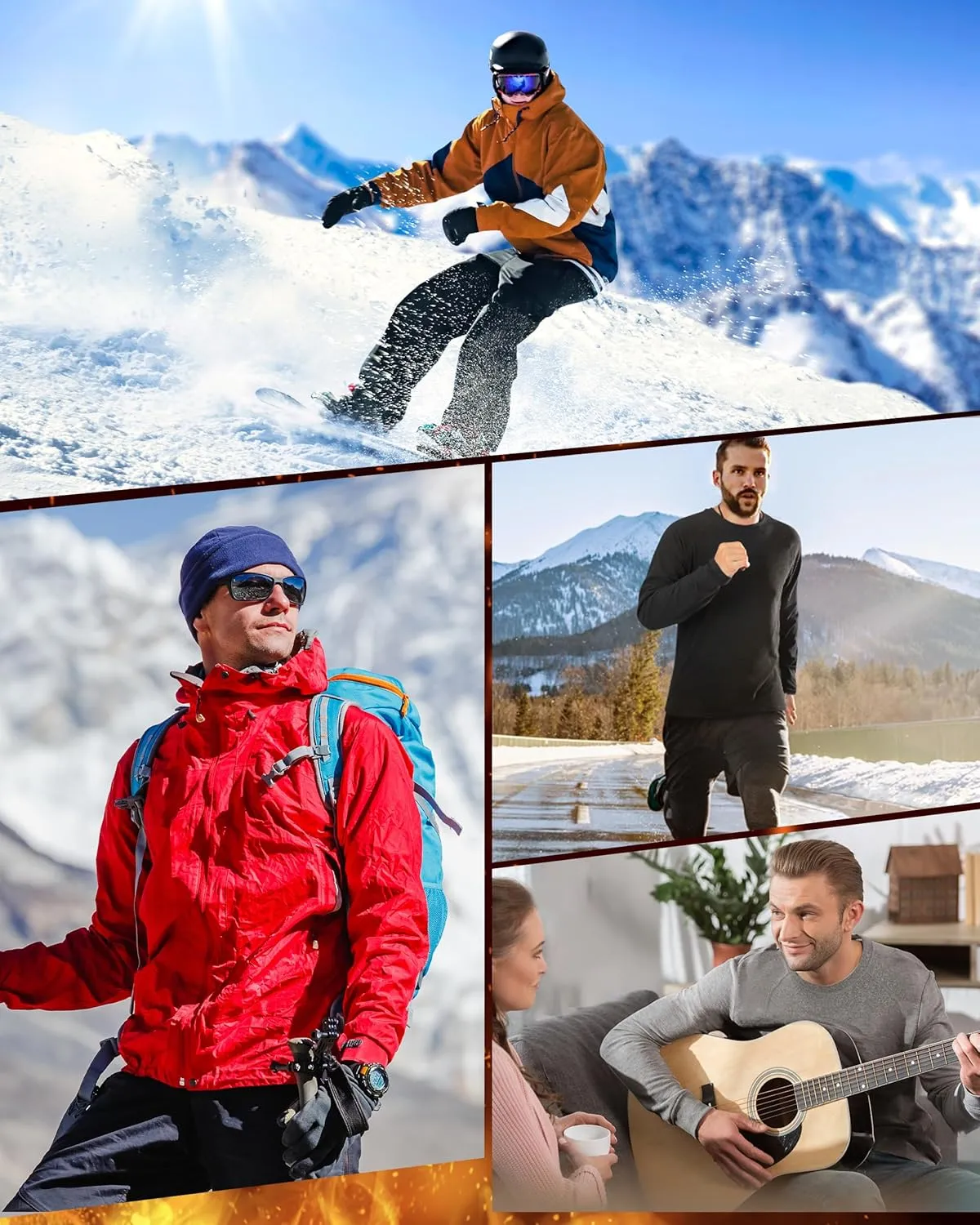 Roadbox Men's Thermal Compression Shirts, Long Sleeve Fleece Lined Undershirt, Cold Weather Workout Athletic Base Layer Top