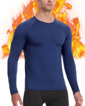 Roadbox Men's Thermal Compression Shirts, Long Sleeve Fleece Lined Undershirt, Cold Weather Workout Athletic Base Layer Top