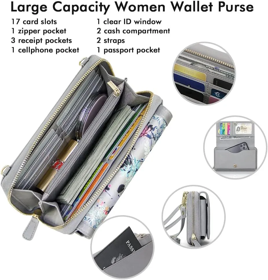RONSIN Crossbody Bag for Women Wristlet Wallets with RFID Card Small Clutch Purses for Party Prom