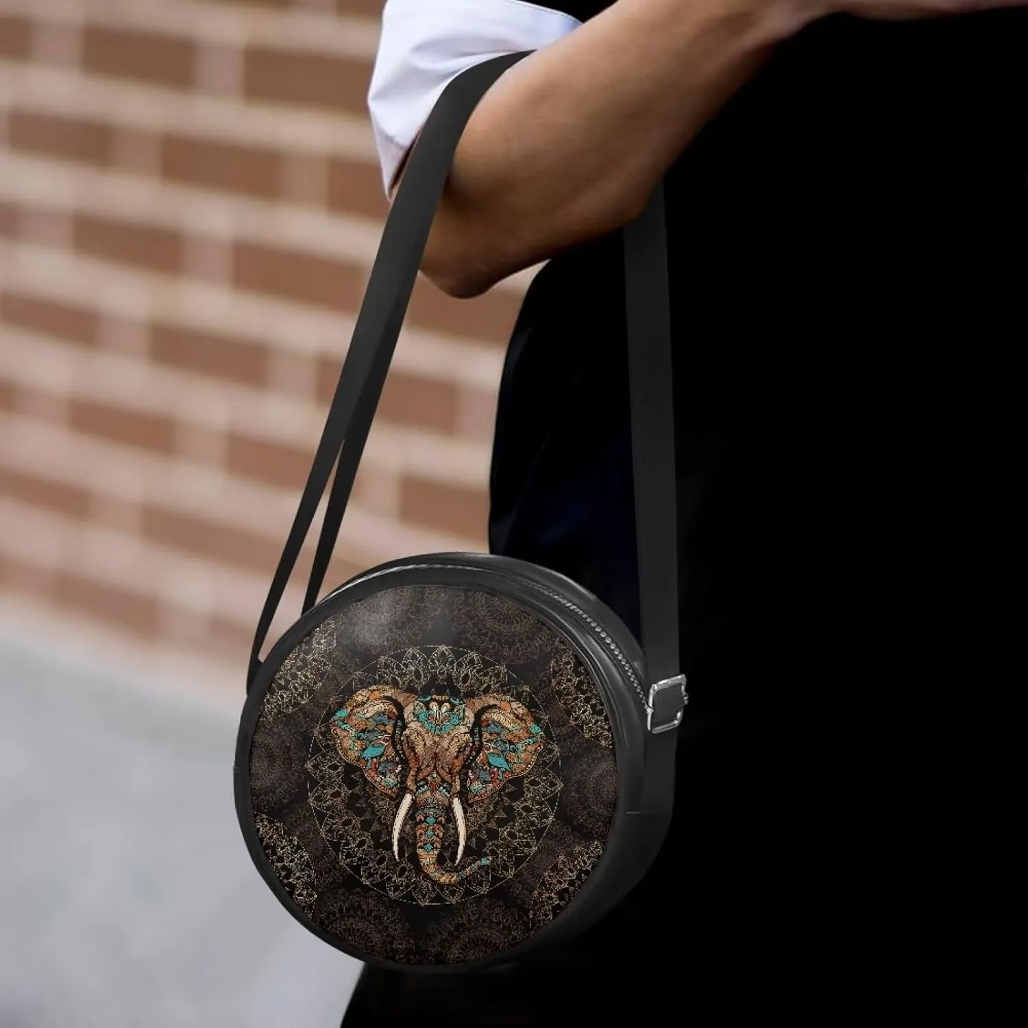 Round Clutch Purses for Women, Leather Shoulder Crossbody Circle Purse Wallet with Adjustable Strap