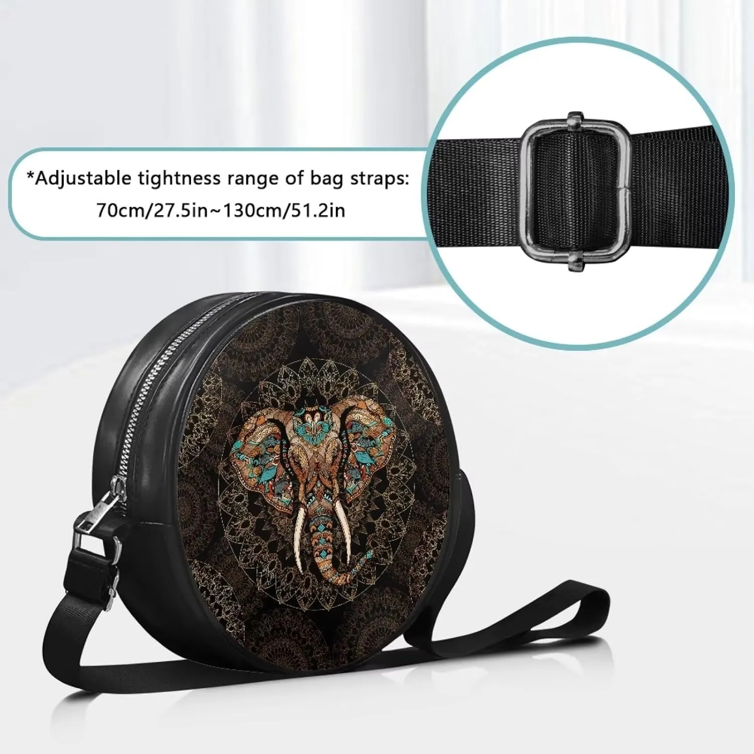 Round Clutch Purses for Women, Leather Shoulder Crossbody Circle Purse Wallet with Adjustable Strap