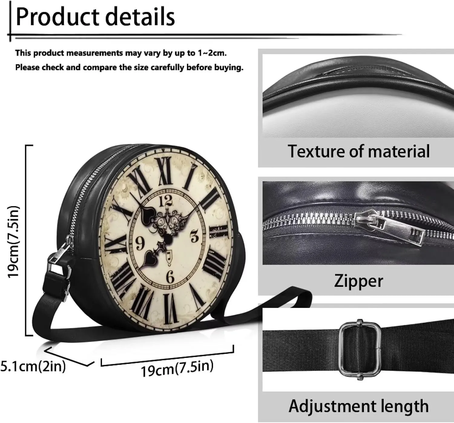 Round Clutch Purses for Women, Leather Shoulder Crossbody Circle Purse Wallet with Adjustable Strap