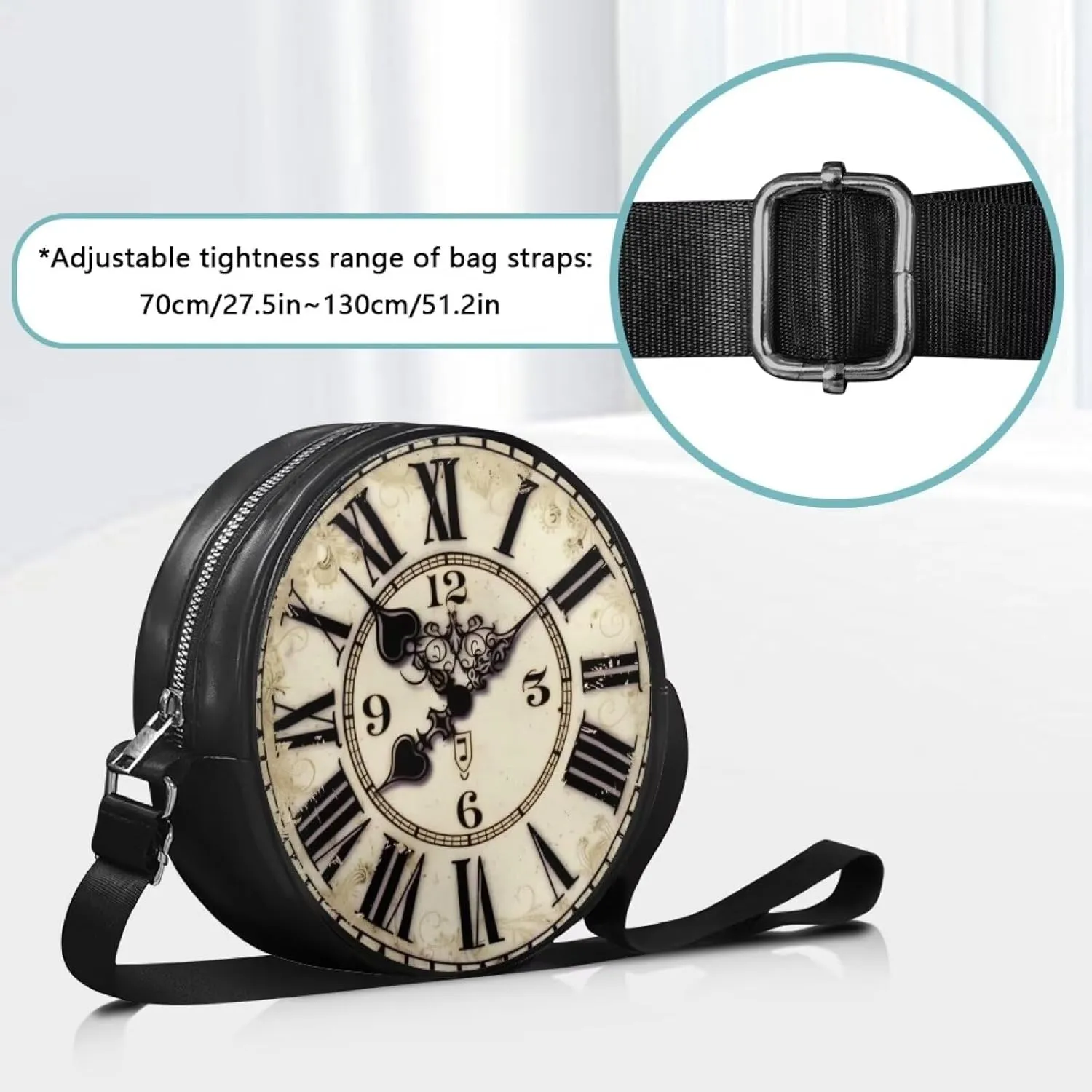 Round Clutch Purses for Women, Leather Shoulder Crossbody Circle Purse Wallet with Adjustable Strap