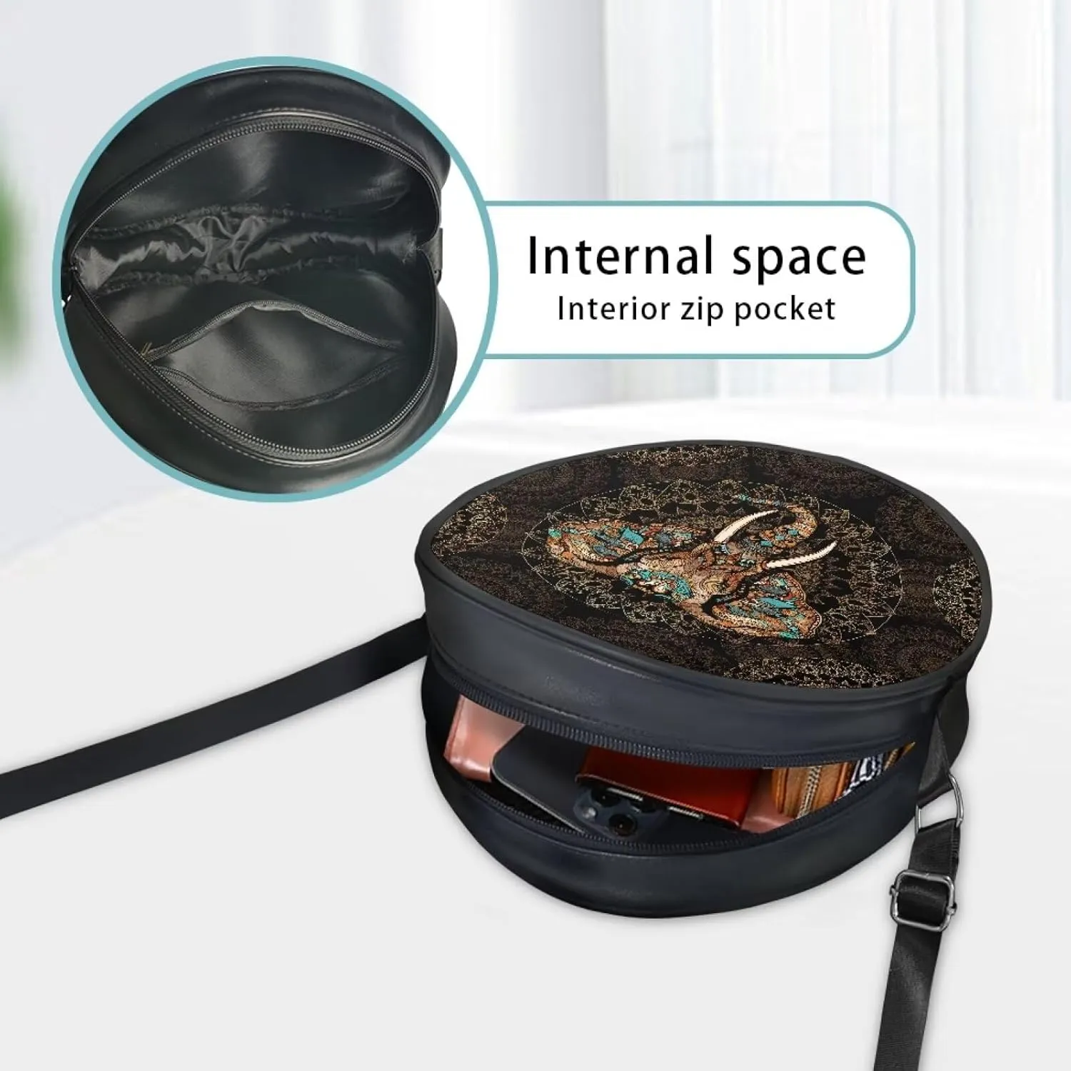 Round Clutch Purses for Women, Leather Shoulder Crossbody Circle Purse Wallet with Adjustable Strap