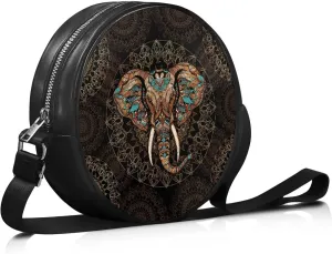 Round Clutch Purses for Women, Leather Shoulder Crossbody Circle Purse Wallet with Adjustable Strap