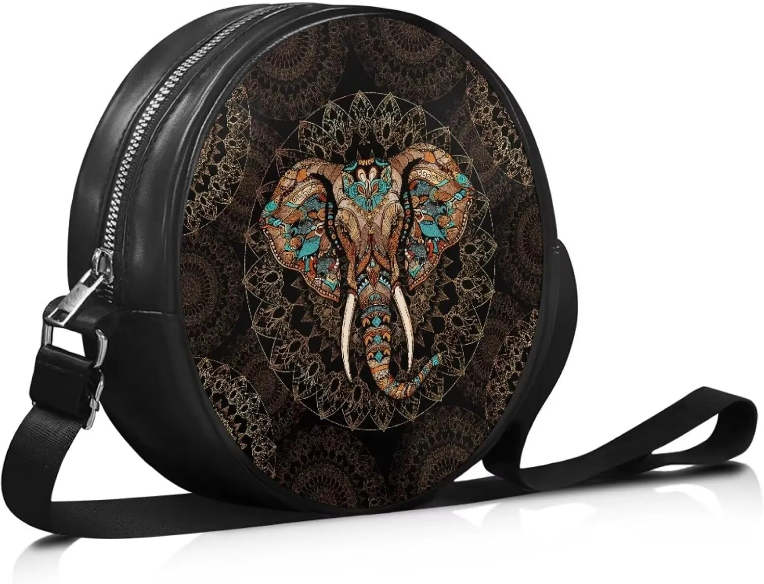 Round Clutch Purses for Women, Leather Shoulder Crossbody Circle Purse Wallet with Adjustable Strap