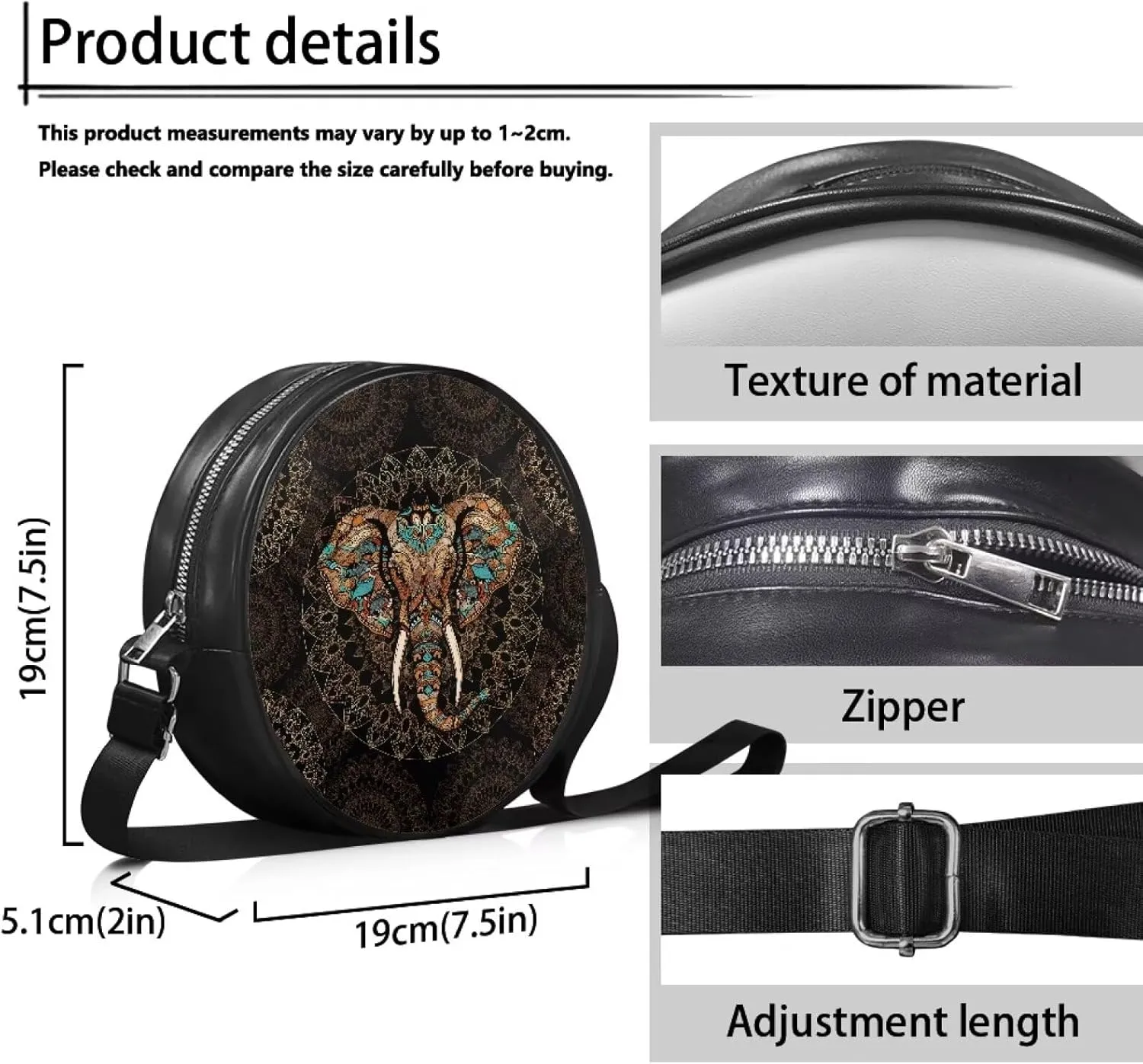 Round Clutch Purses for Women, Leather Shoulder Crossbody Circle Purse Wallet with Adjustable Strap