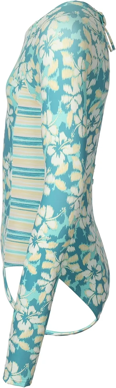 Roxy Girls' Long Sleeve One-Piece Rashguard Swimsuit with UPF 50  Sun Protection, Quick Drying Bathing Suit