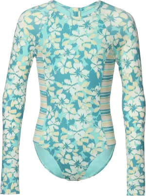 Roxy Girls' Long Sleeve One-Piece Rashguard Swimsuit with UPF 50  Sun Protection, Quick Drying Bathing Suit