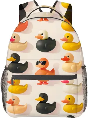 Rubber Duck Backpack,Cute Cartoon Ducks Polyester Backpacks,Lightweight Double Shoulder Back Pack for Kids & Teens,Fun Playful Bookbag,School Bag Gifts,Casual Travel Daypack Book Packs