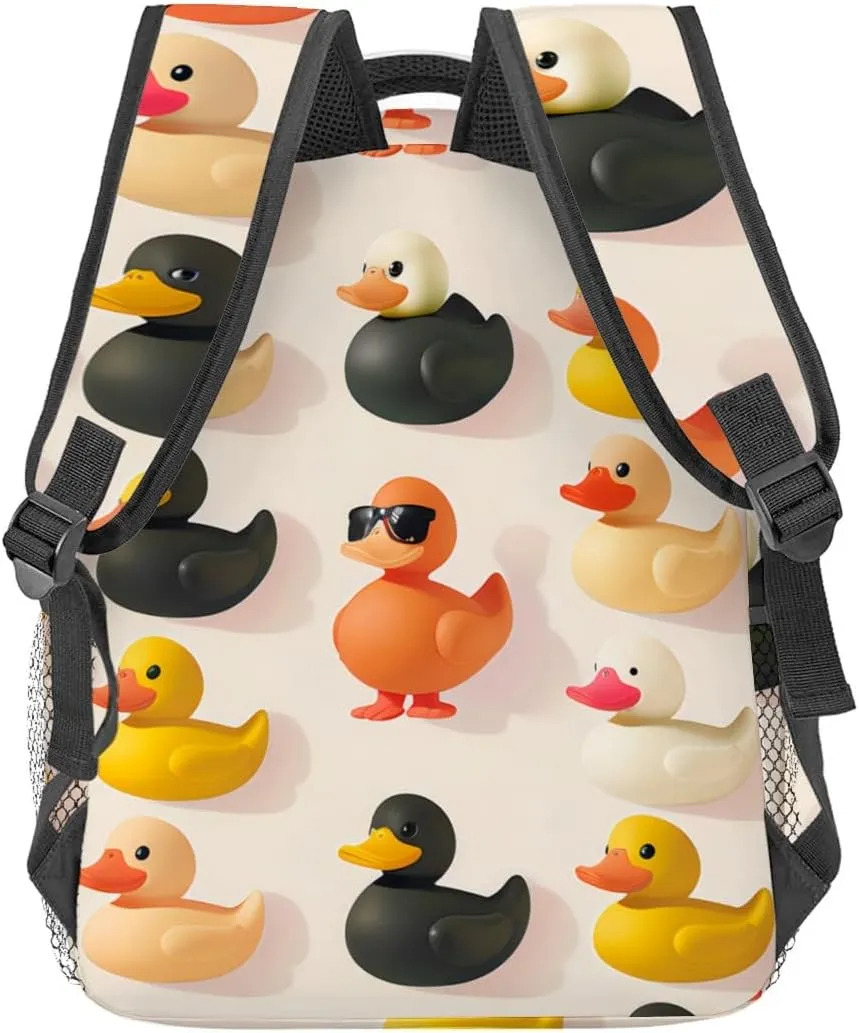 Rubber Duck Backpack,Cute Cartoon Ducks Polyester Backpacks,Lightweight Double Shoulder Back Pack for Kids & Teens,Fun Playful Bookbag,School Bag Gifts,Casual Travel Daypack Book Packs