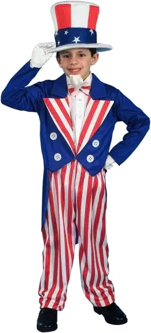 Rubies Boy's Forum Patriotic Party Deluxe Uncle Sam Costume for Themed Parties and Halloween, Medium