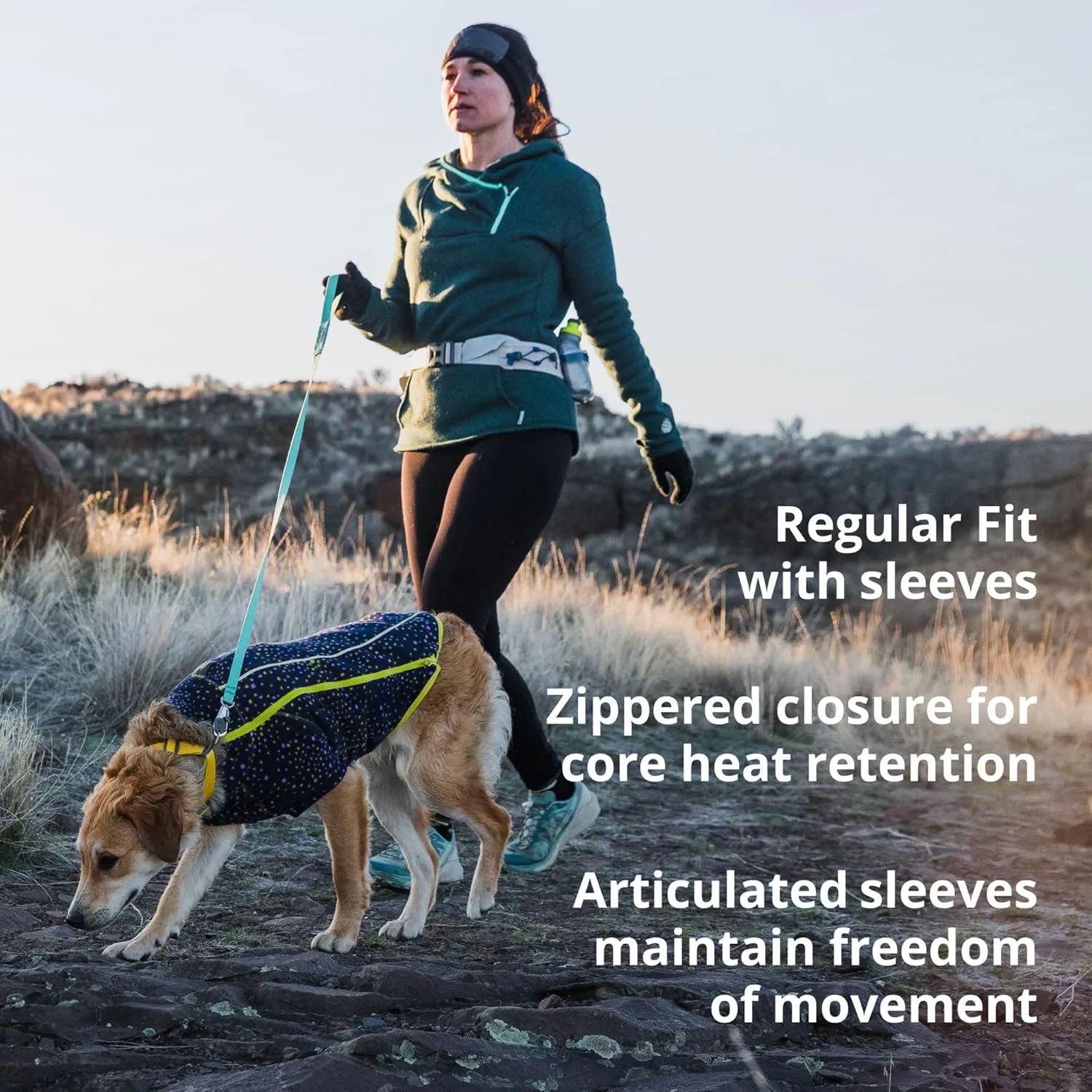Ruffwear, Climate Changer Quick Drying, Breathable Fleece Jacket for Dogs, Blue Jay, Large