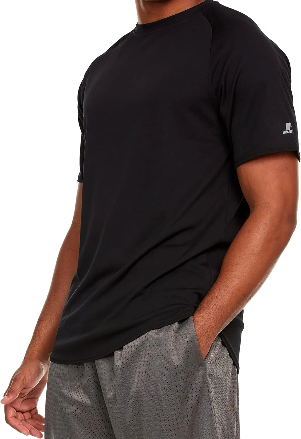 Russell Athletic Men's Active Athletic Dri-Power Loose Fit Short Sleeve Performance T-Shirt Crew Neck Relaxed Fit