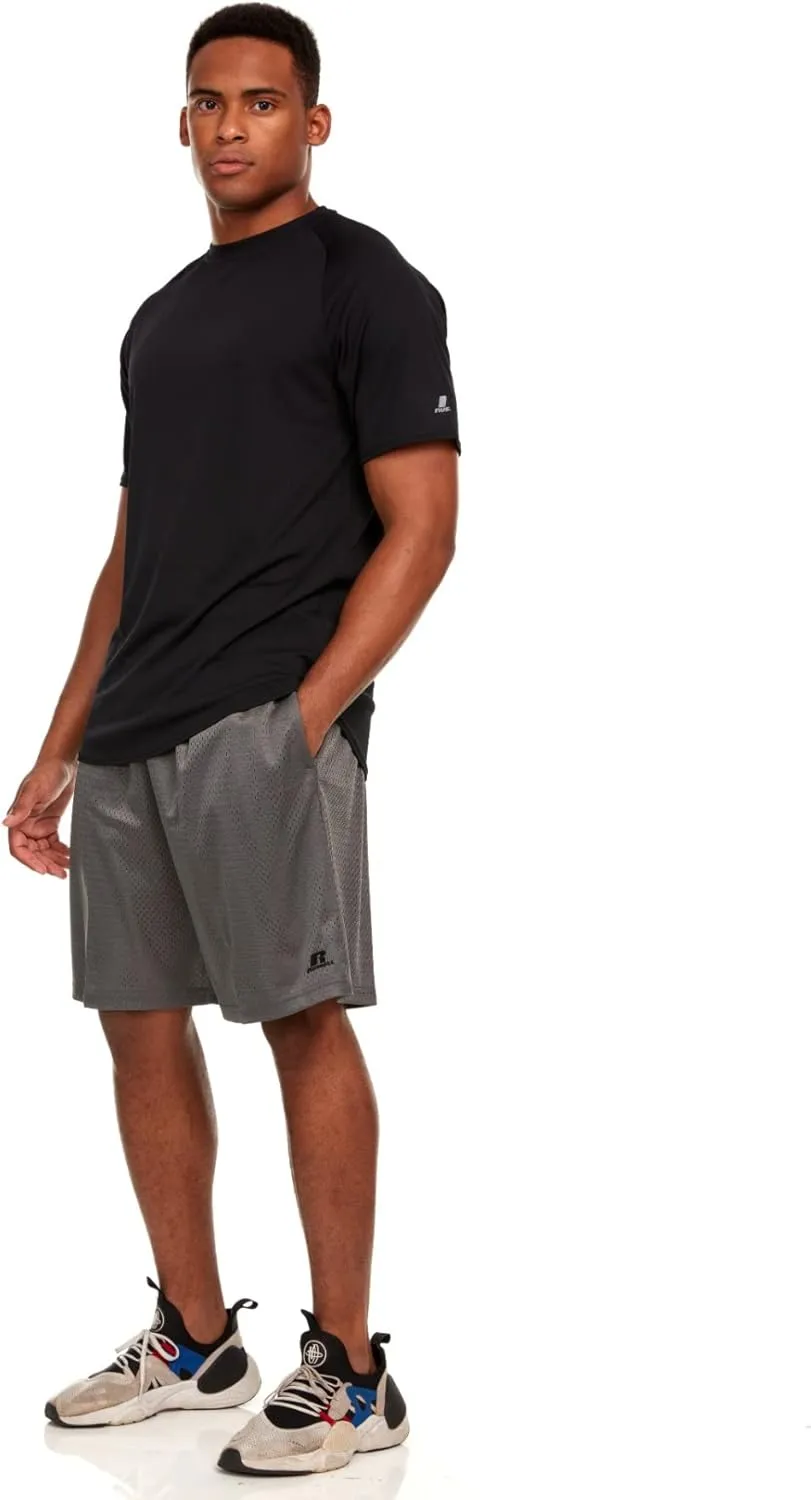 Russell Athletic Men's Active Athletic Dri-Power Loose Fit Short Sleeve Performance T-Shirt Crew Neck Relaxed Fit