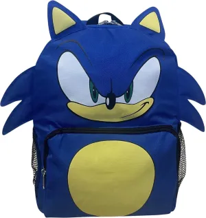 Ruz Sonic The Hedgehog Big Face School Backpack With 3D Ears And Quills (Sonic 14")