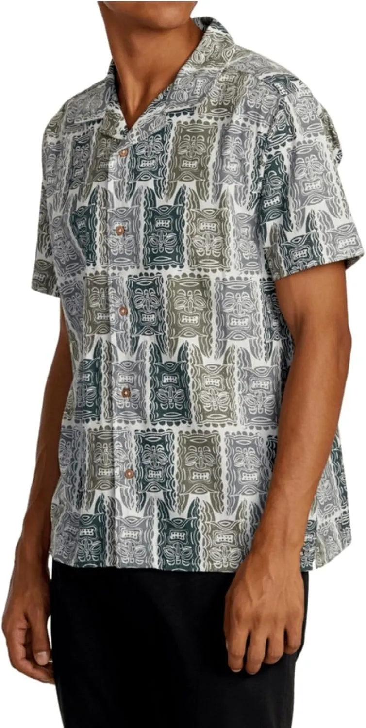 RVCA Men's Oblow Hawaii Tapa Short Sleeve Shirt