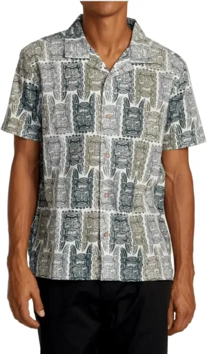 RVCA Men's Oblow Hawaii Tapa Short Sleeve Shirt