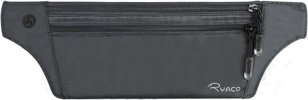 Ryaco Money Belt, Slim Passport Holder RFID Blocking Hidden Wallet Travel Essentials Pouch for Women Men With Adjustable Strap Waist Bag to Protect Cash, Credit Cards and Documents