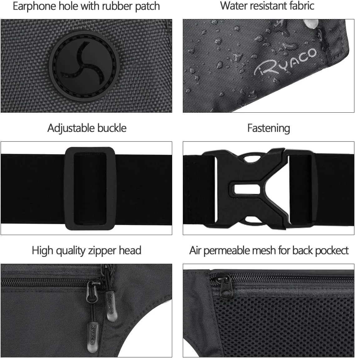 Ryaco Money Belt, Slim Passport Holder RFID Blocking Hidden Wallet Travel Essentials Pouch for Women Men With Adjustable Strap Waist Bag to Protect Cash, Credit Cards and Documents