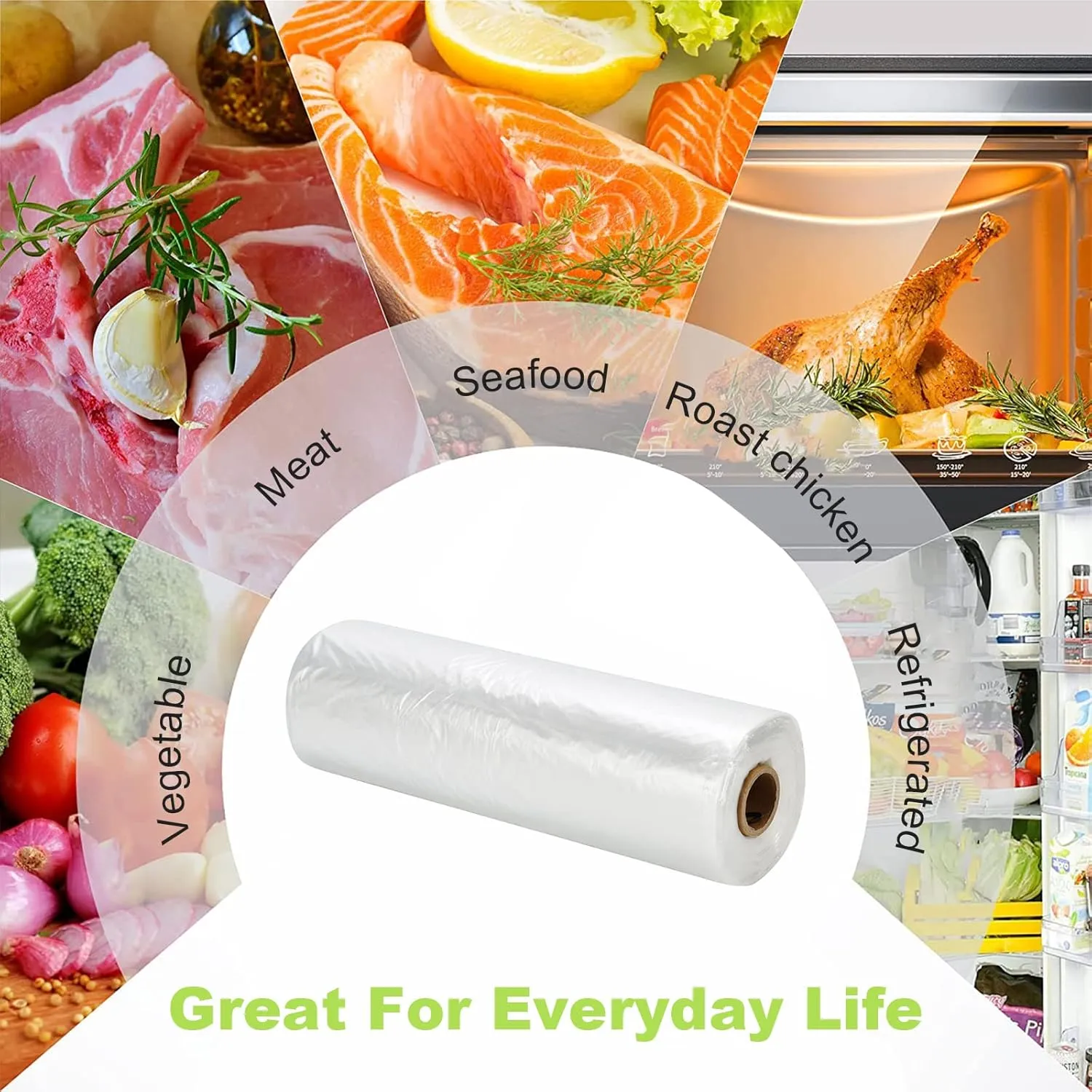 RyhamPaper Food Storage Bags, 1 Roll 16 x 20 Plastic Produce Bag on a Roll Fruits, Vegetable, Bread, Food Storage Clear Bags, 350 Bags